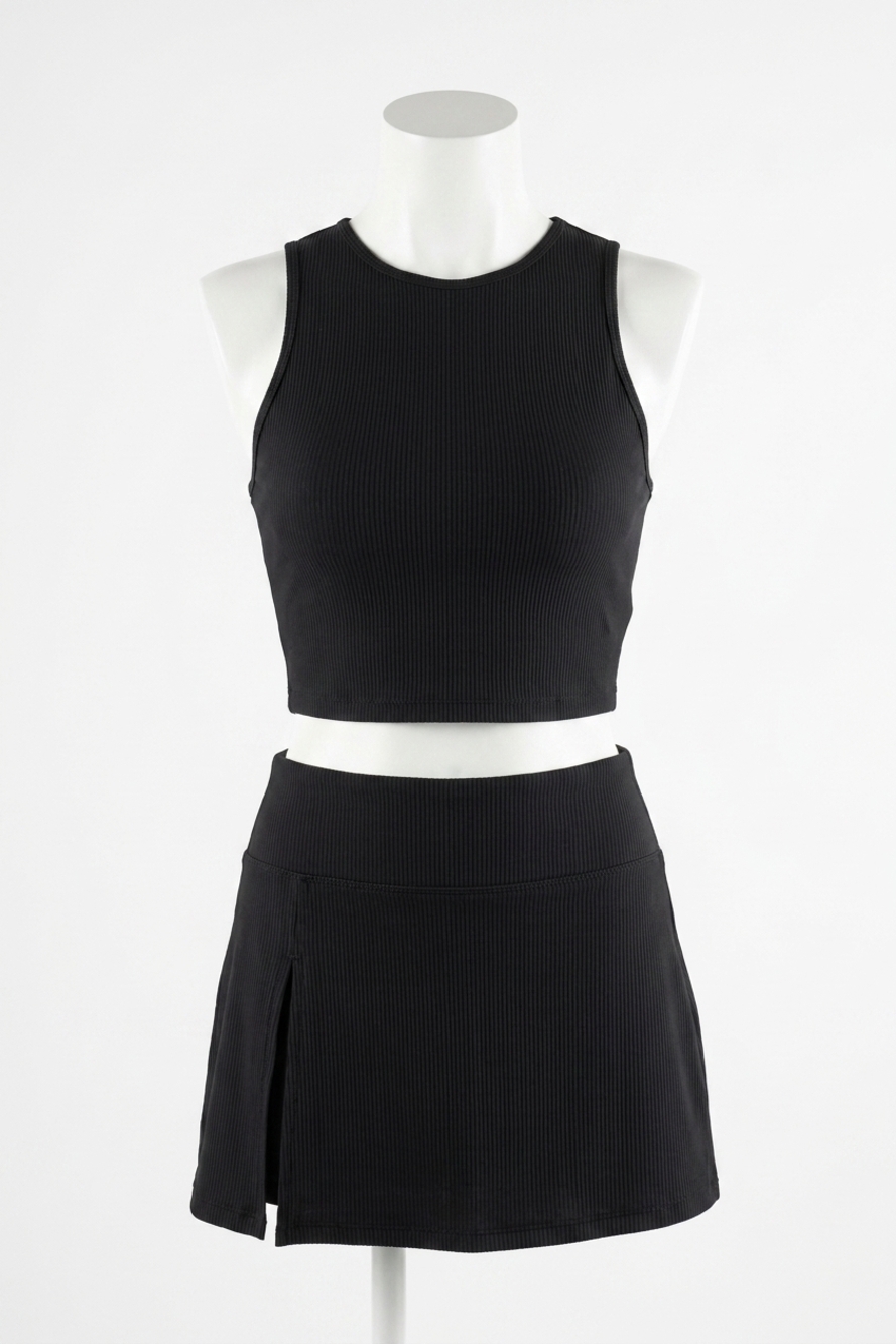 NEW SPANX contour rib mock neck crop top in very black